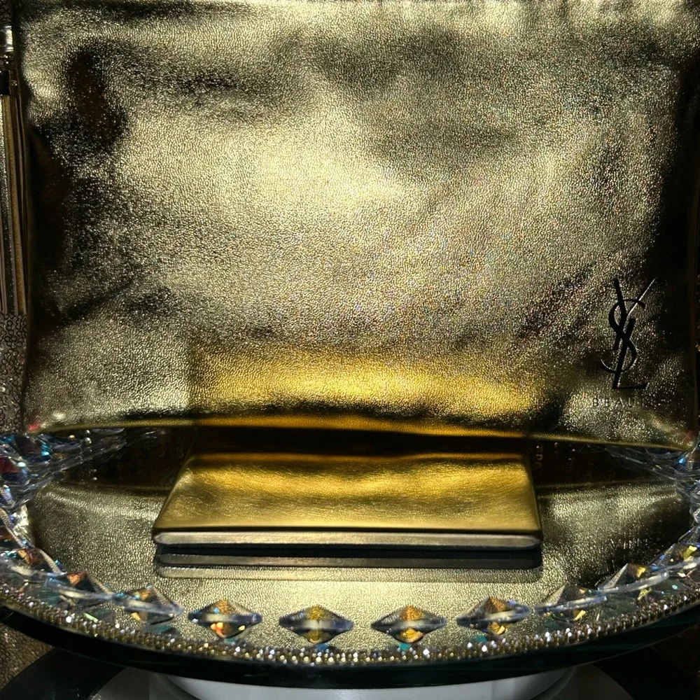 YSL Cosmetic Bundle Metallic Bag 10” x 6.5”, Black Opium 10 ml & 2 Oil Sticks - Picture 3 of 11